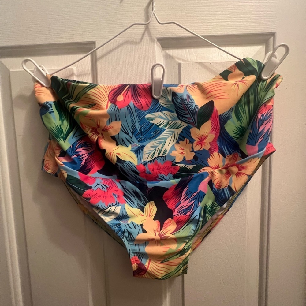 Tropical Floral High-Waisted Bikini Bottom